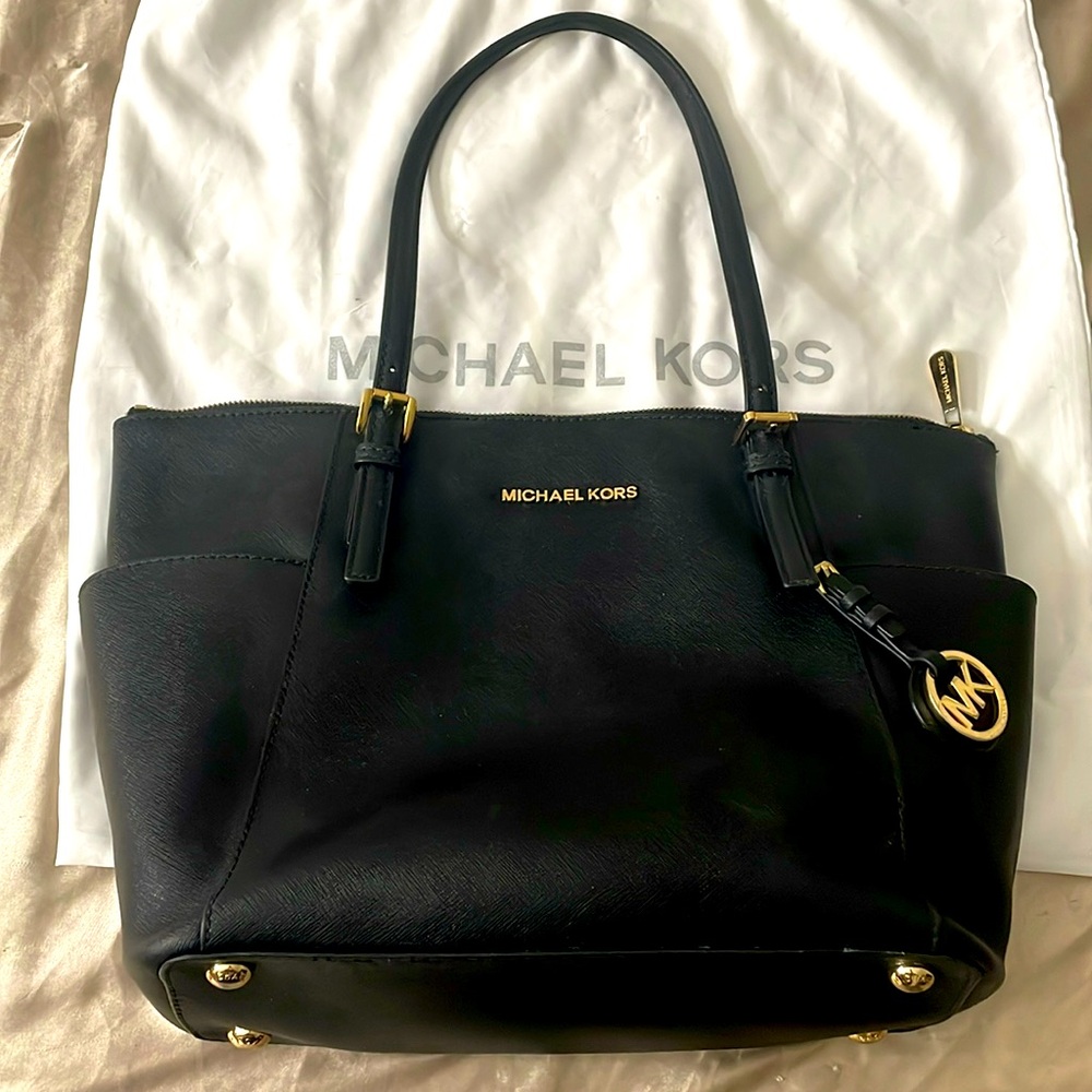 Michael Kors Black and Gold Tote Bag